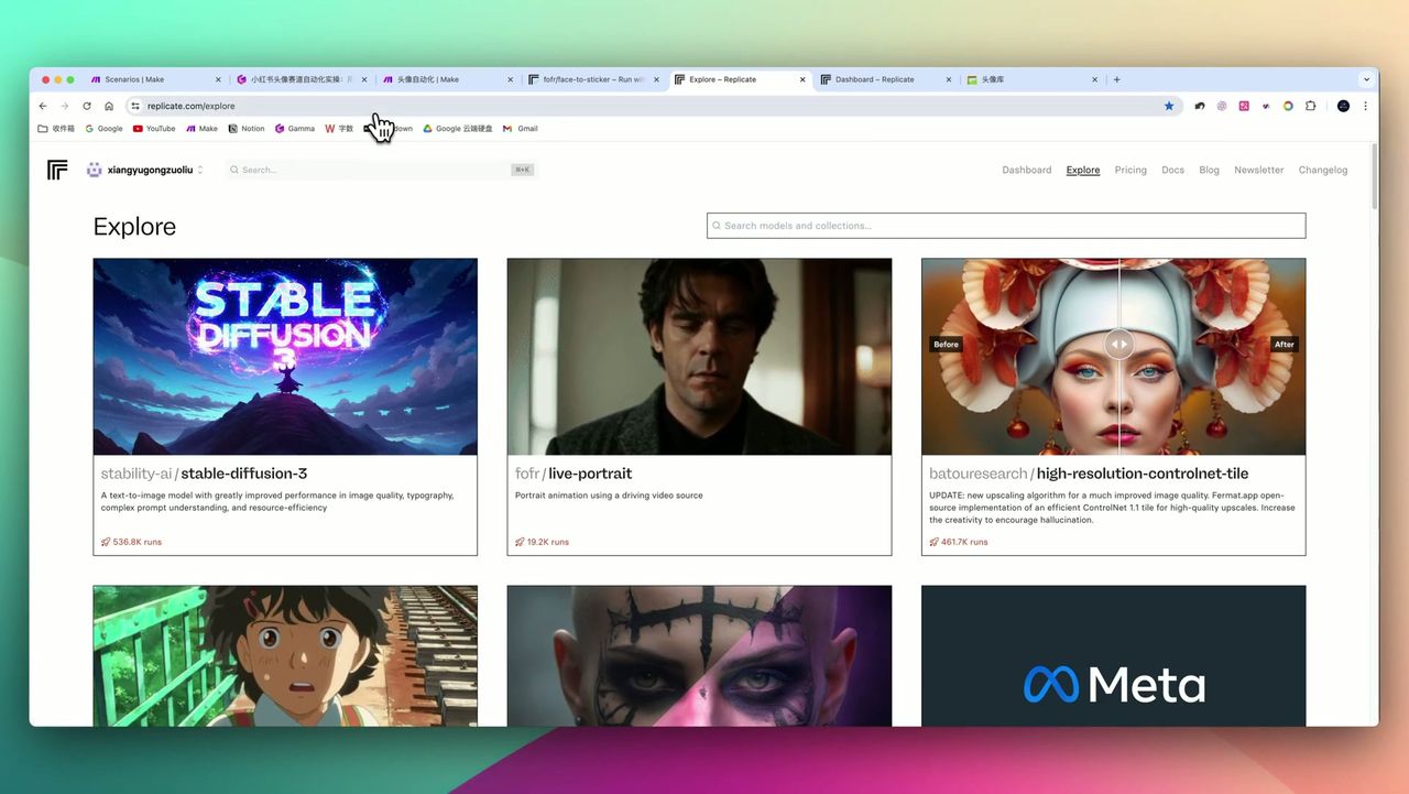 Replicate model exploration page